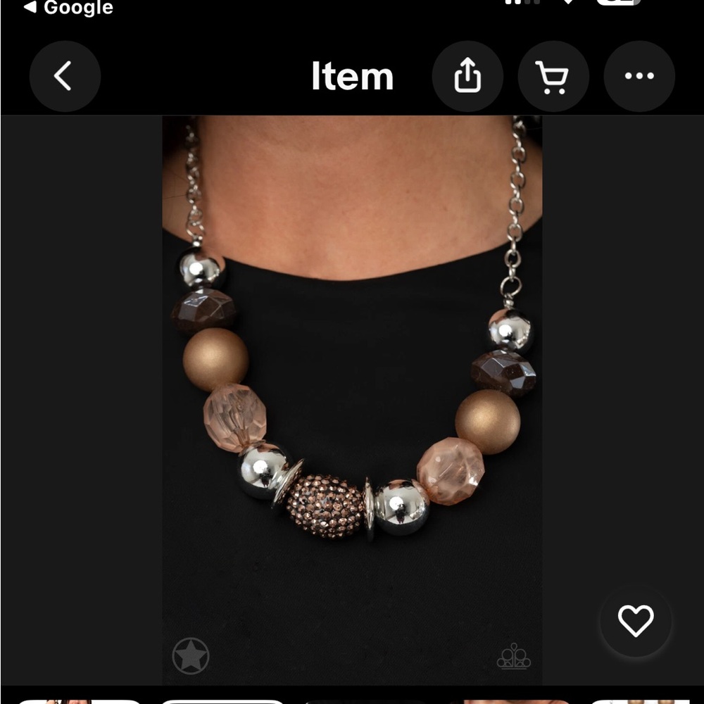 Paparazzi SilverCopper Brown Beaded Necklace 18” chain w/matching earrings